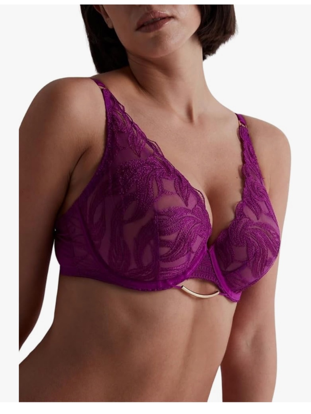 Aubade Bra Size 36C Into the Groove Sheer Lace Underwire Bra in Purple
